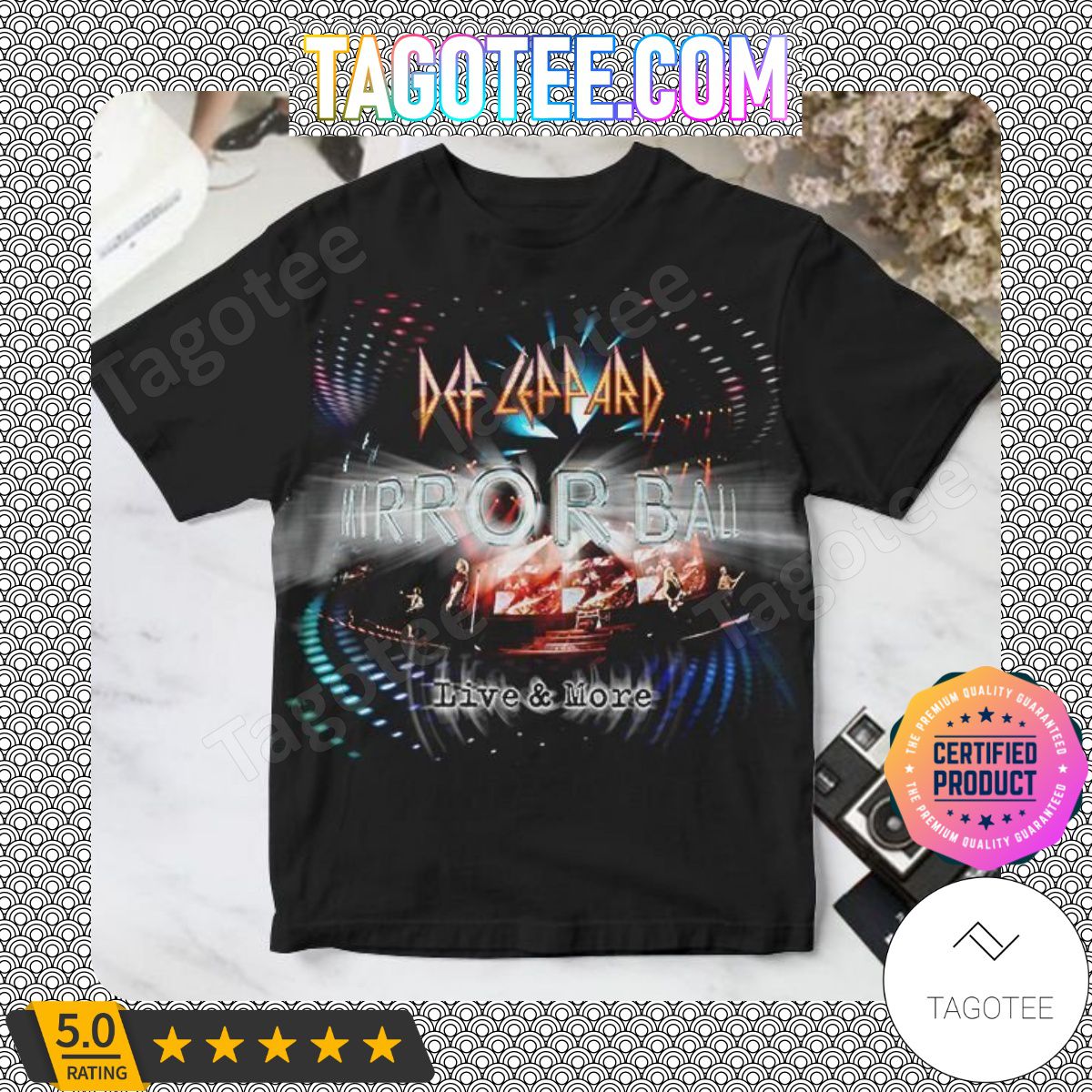 Def Leppard Mirror Ball Live And More Album Cover For Fan Shirt